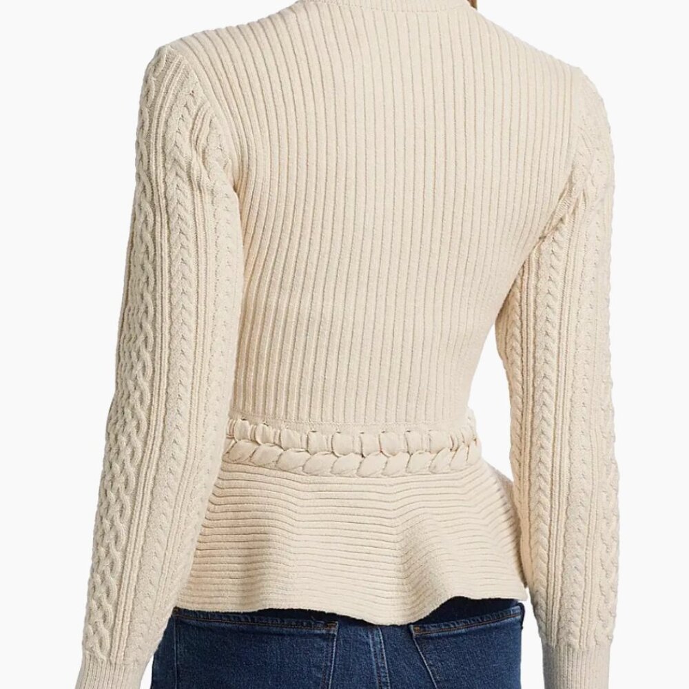 SIMKHAI, Andi Knit Peplum Jacket, Size M, Stone, NWT - Picture 5 of 6